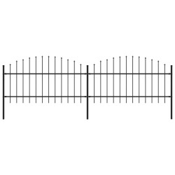 Gartenzaun mit Speerspitzen Stahl (1 - 1,25) x 3,4 m Schwarz