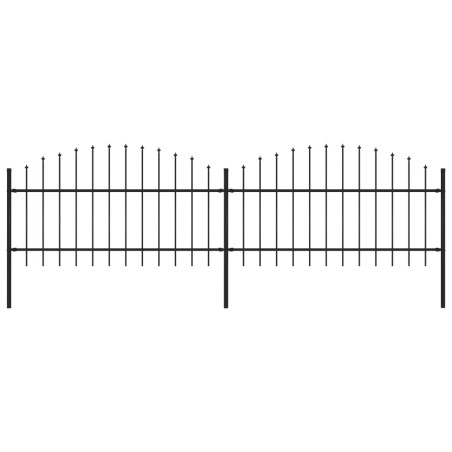 Gartenzaun mit Speerspitzen Stahl (1 - 1,25) x 3,4 m Schwarz