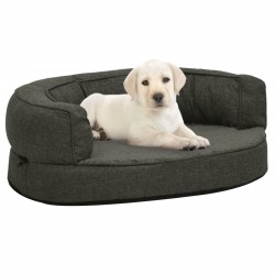 vidaXL Hundematratze Ergonomisch 60x42cm Leinenoptik Fleece Dunkelgrau