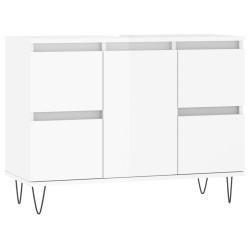 vidaXL Badschrank Hochglanz-Weiß 80x33x60 cm Holzwerkstoff