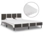 Bett mit Matratze Grau und Weiß Kunstleder 180 x 200 cm Bett mit Matratze Grau und Weiß Kunstleder 180 x 200 cm