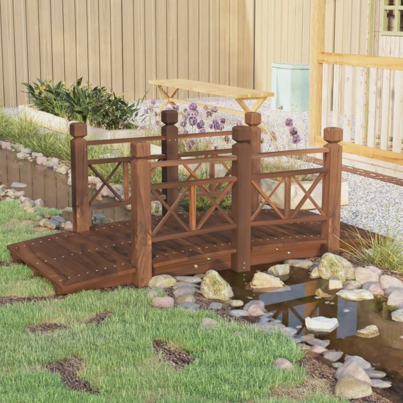 vidaXL Gartenbrücke mit Geländer 150x67x56 cm Massivholz Fichte vidaXL Gartenbrücke mit Geländer 150x67x56 cm Massivholz Fichte