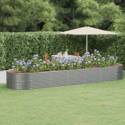 vidaXL Hochbeet Pulverbeschichteter Stahl 510x140x68 cm Grau