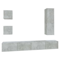 vidaXL 5-tlg. TV-Schrank-Set Betongrau Holzwerkstoff