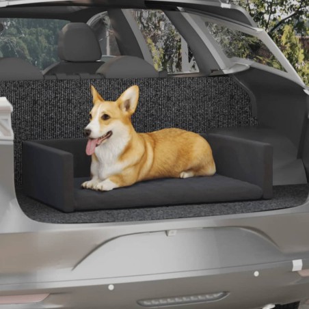 vidaXL Kofferraum-Hundebett Schwarz 70x45 cm Leinenoptik