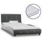 Bett mit Memory-Schaum-Matratze Grau Kunstleder 90×200cm Bett mit Memory-Schaum-Matratze Grau Kunstleder 90×200cm