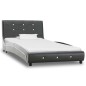 Bett mit Memory-Schaum-Matratze Grau Kunstleder 90×200cm Bett mit Memory-Schaum-Matratze Grau Kunstleder 90×200cm
