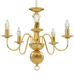 vidaXL Kronleuchter Golden 5 x E14-Glühbirnen