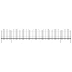 vidaXL Gartenzaun mit Speerspitzen Stahl (1,57 - 2) x 11,9 m Schwarz