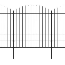 vidaXL Gartenzaun mit Speerspitzen Stahl (1,57 - 2) x 11,9 m Schwarz