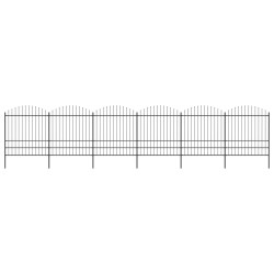 Gartenzaun mit Speerspitzen Stahl (1,75 - 2) x 10,2 m Schwarz