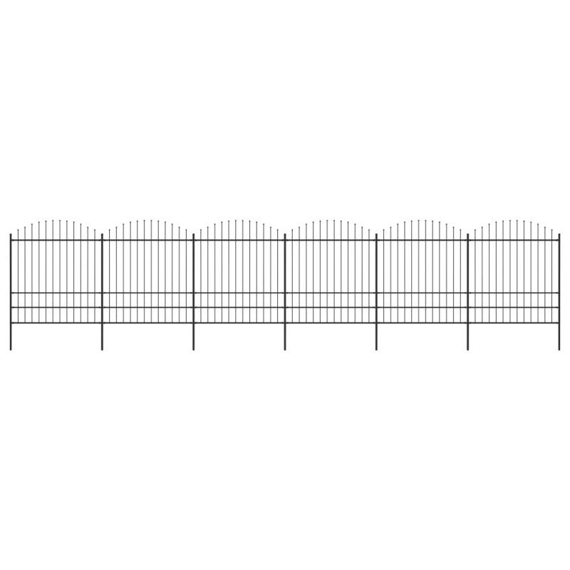 Gartenzaun mit Speerspitzen Stahl (1,75 - 2) x 10,2 m Schwarz Gartenzaun mit Speerspitzen Stahl (1,75 - 2) x 10,2 m Schwarz