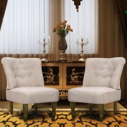 vidaXL Französische Stühle 2 Stk. Creme Stoff