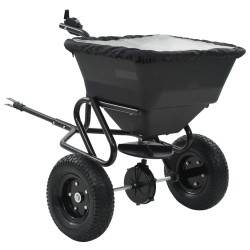 vidaXL Handstreuwagen Salzstreuer zum Ziehen PVC Stahl 125x74x79cm 45L