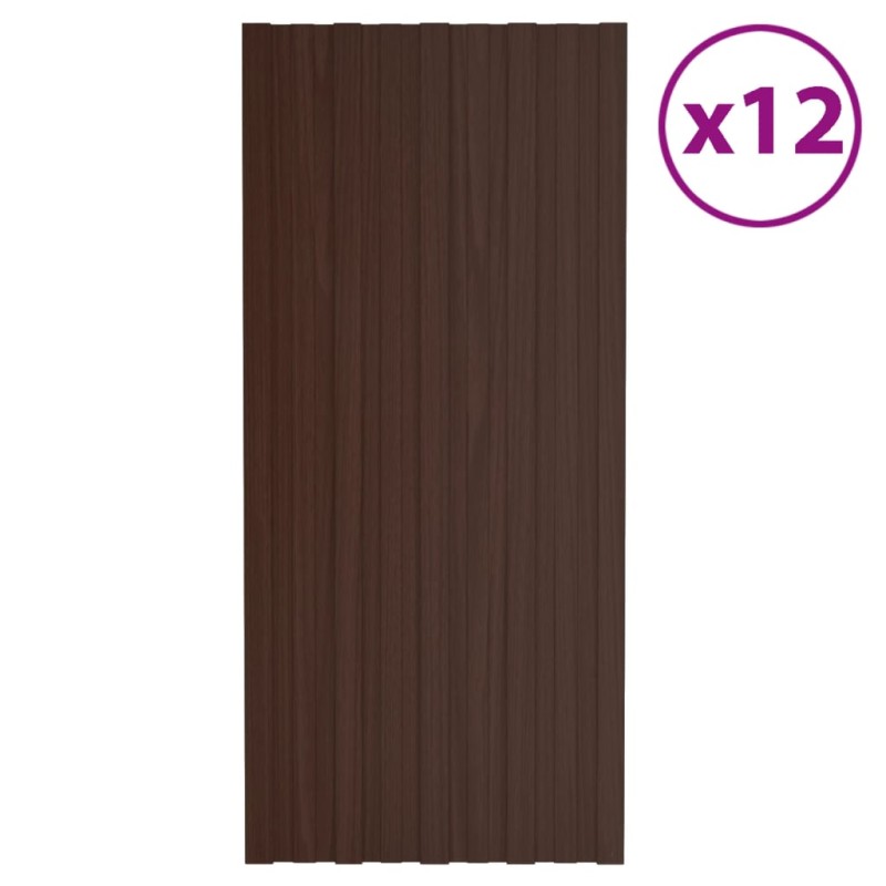 vidaXL Dachpaneele 12 Stk. Verzinkter Stahl Braun 100x45 cm vidaXL Dachpaneele 12 Stk. Verzinkter Stahl Braun 100x45 cm
