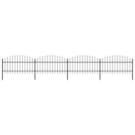 Gartenzaun mit Speerspitzen Stahl (1 - 1,25) x 6,8 m Schwarz