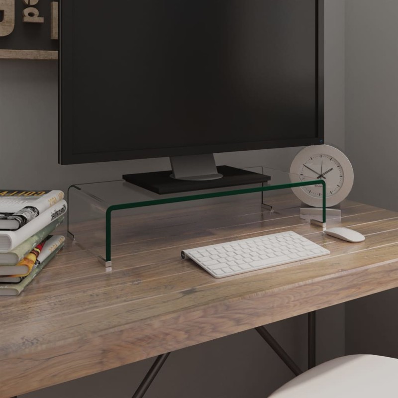 vidaXL TV-Tisch/Bildschirmerhöhung Glas Transparent 60x25x11 cm vidaXL TV-Tisch/Bildschirmerhöhung Glas Transparent 60x25x11 cm