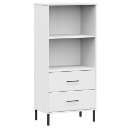 vidaXL Bücherregal OSLO mit 2 Schubladen Weiß 60x35x128,5cm Massivholz