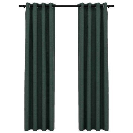 vidaXL Verdunkelungsvorhänge Ösen Leinenoptik 2 Stk. Grün 140x225 cm