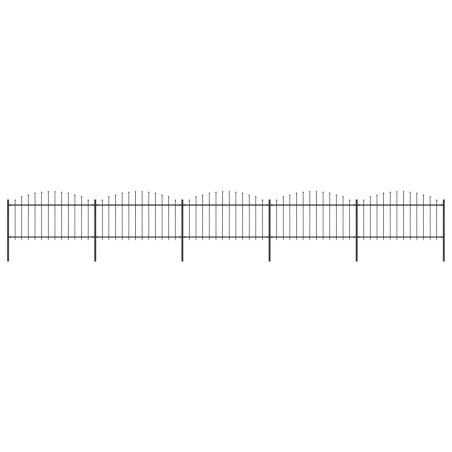 Gartenzaun mit Speerspitzen Stahl (1,25 - 1,5) x 8,5 m Schwarz