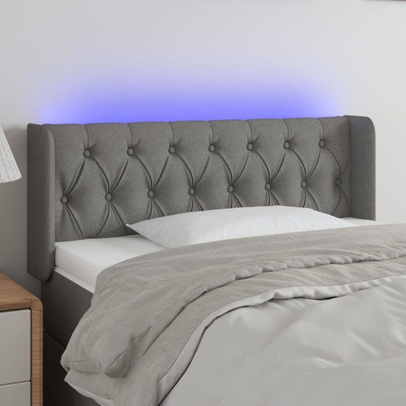 vidaXL LED Kopfteil Dunkelgrau 103x16x78/88 cm Stoff