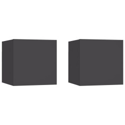 vidaXL TV-Wandschränke 2 Stk. Grau 30,5x30x30 cm