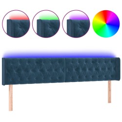 vidaXL LED Kopfteil Dunkelblau 203x16x78/88 cm Samt