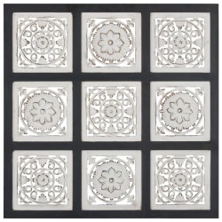 vidaXL Handgeschnitztes Wandpaneel MDF 60x60x1,5 cm Schwarz und Weiß