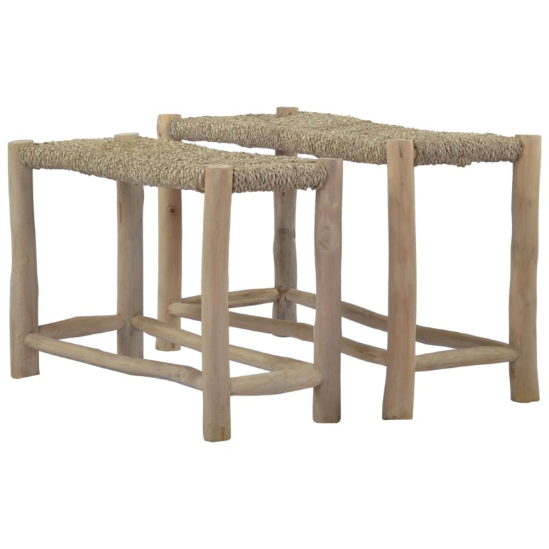 vidaXL Bänke 2 Stk. Braun Seegras vidaXL Bänke 2 Stk. Braun Seegras