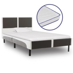 Bett mit Memory-Schaum-Matratze Kunstleder 90×200cm