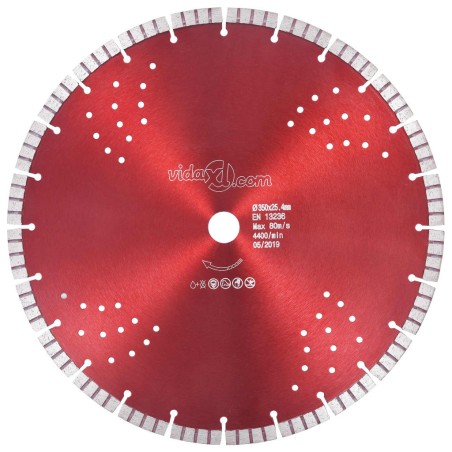 vidaXL Diamant-Trennscheibe mit Turbo und Löchern Stahl 350 mm
