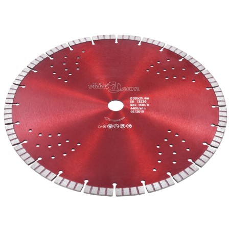 vidaXL Diamant-Trennscheibe mit Turbo und Löchern Stahl 350 mm