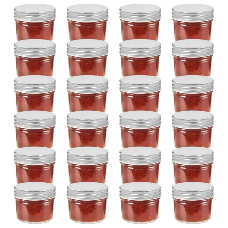 vidaXL Marmeladengläser mit Silbernen Deckeln 24 Stk. 110 ml vidaXL Marmeladengläser mit Silbernen Deckeln 24 Stk. 110 ml