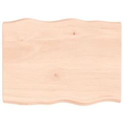 vidaXL Tischplatte 80x60x6 cm Massivholz Eiche Unbehandelt Baumkante