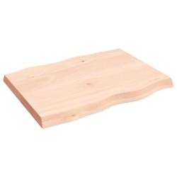 vidaXL Tischplatte 80x60x6 cm Massivholz Eiche Unbehandelt Baumkante
