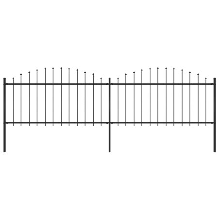 Gartenzaun mit Speerspitzen Stahl (1,25 - 1,5) x 3,4 m Schwarz