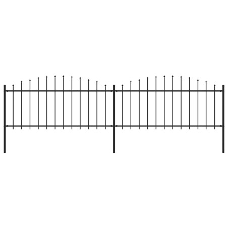 Gartenzaun mit Speerspitzen Stahl (0,5 - 0,75) x 3,4 m Schwarz