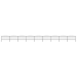 Gartenzaun mit Speerspitzen Stahl (1,25 - 1,5) x 15,3 m Schwarz