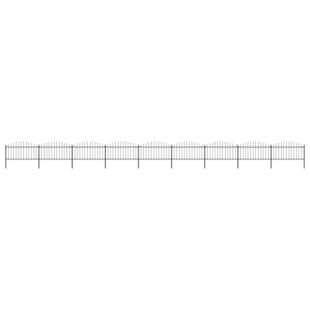 Gartenzaun mit Speerspitzen Stahl (1,25 - 1,5) x 15,3 m Schwarz