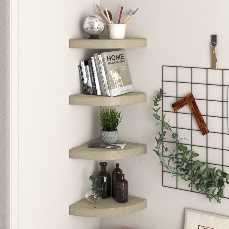 vidaXL Eck-Schweberegale 4 Stk. Eichefarben 25x25x3,8 cm MDF vidaXL Eck-Schweberegale 4 Stk. Eichefarben 25x25x3,8 cm MDF