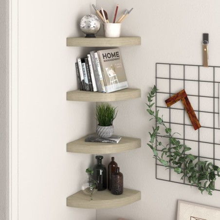 vidaXL Eck-Schweberegale 4 Stk. Eichefarben 25x25x3,8 cm MDF