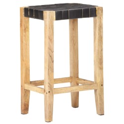 vidaXL Barhocker 2 Stk. Schwarz Echtleder 75 cm