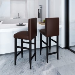 vidaXL Barhocker 2 Stk. Dunkelbraun Kunstleder 