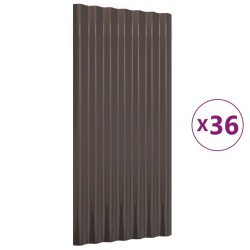 vidaXL Dachpaneele 36 Stk. Pulverbeschichteter Stahl Braun 80x36 cm