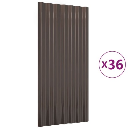 vidaXL Dachpaneele 36 Stk. Pulverbeschichteter Stahl Braun 80x36 cm