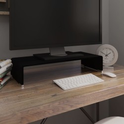 vidaXL TV-Tisch/Bildschirmerhöhung Glas Schwarz 60x25x11 cm