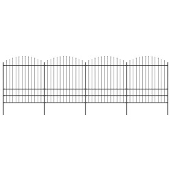 Gartenzaun mit Speerspitzen Stahl (1,75 - 2) x 6,8 m Schwarz
