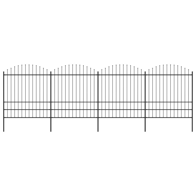 Gartenzaun mit Speerspitzen Stahl (1,75 - 2) x 6,8 m Schwarz Gartenzaun mit Speerspitzen Stahl (1,75 - 2) x 6,8 m Schwarz
