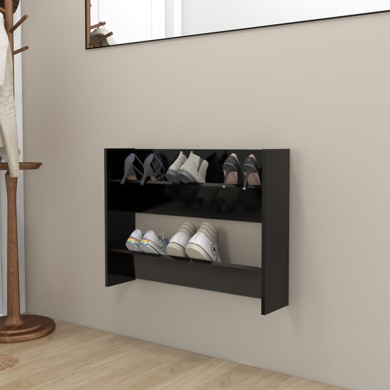 vidaXL Wand-Schuhschrank Schwarz 80x18x60 cm Holzwerkstoff vidaXL Wand-Schuhschrank Schwarz 80x18x60 cm Holzwerkstoff