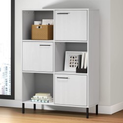 vidaXL Bücherregal OSLO mit Metallbeinen Weiß 90x35x128,5cm Massivholz